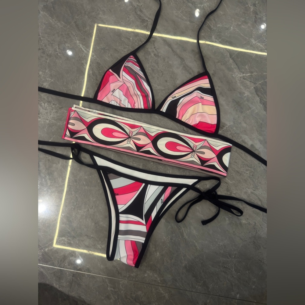 Emilio Pucci black polka dot bikini swimsuit with a headscarf - Picture 3 of 5
